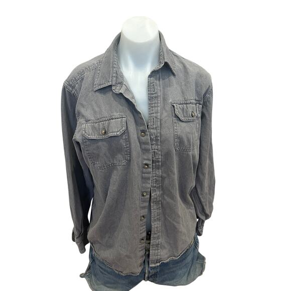 Halloween Snoopy Denim Button Down Shirt Oversized MEDIUM Jean Unique Mummy - Picture 4 of 7